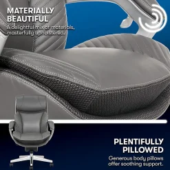 Serta® iComfort i6000 Big & Tall Ergonomic Bonded Leather High-Back Executive Office Chair, Gray/Silver