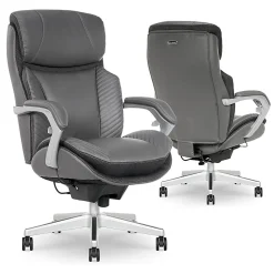 Serta® iComfort i6000 Big & Tall Ergonomic Bonded Leather High-Back Executive Office Chair, Gray/Silver
