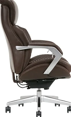 Serta® iComfort i6000 Big & Tall Ergonomic Bonded Leather High-Back Executive Office Chair, Brown/Silver