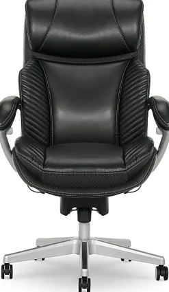 Serta® iComfort i6000 Big & Tall Ergonomic Bonded Leather High-Back Executive Office Chair, Black/Silver