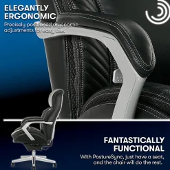 Serta® iComfort i6000 Big & Tall Ergonomic Bonded Leather High-Back Executive Office Chair, Black/Silver