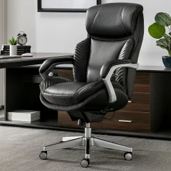 Serta® iComfort i6000 Big & Tall Ergonomic Bonded Leather High-Back Executive Office Chair, Black/Silver