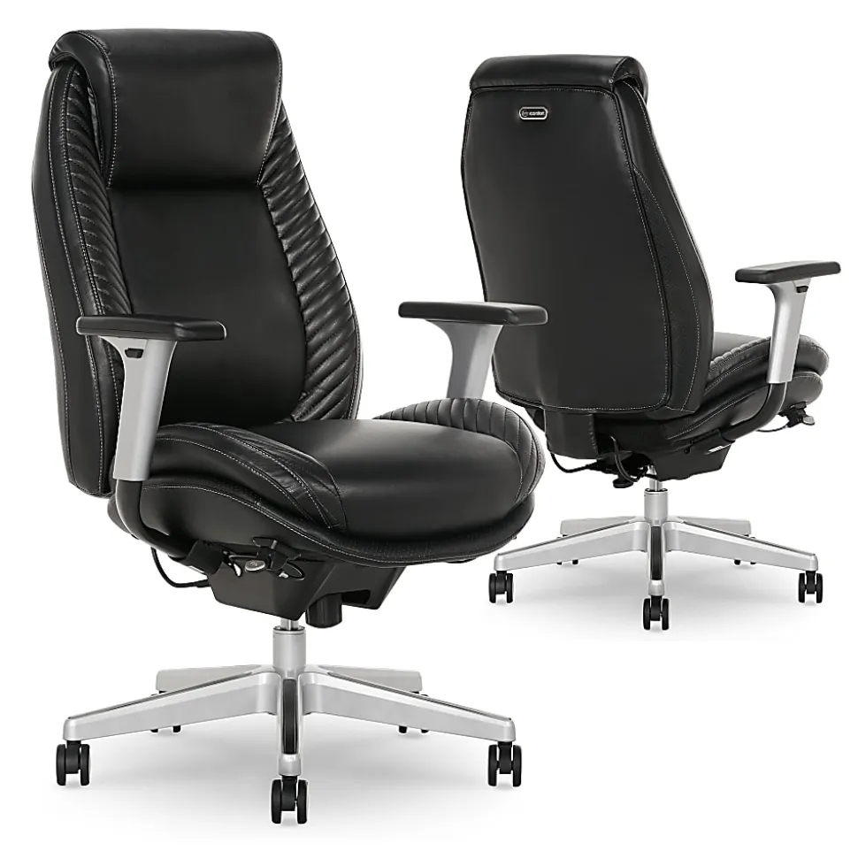 Serta® iComfort i6000 Ergonomic Bonded Leather High-Back Manager Office Chair, Black/Silver