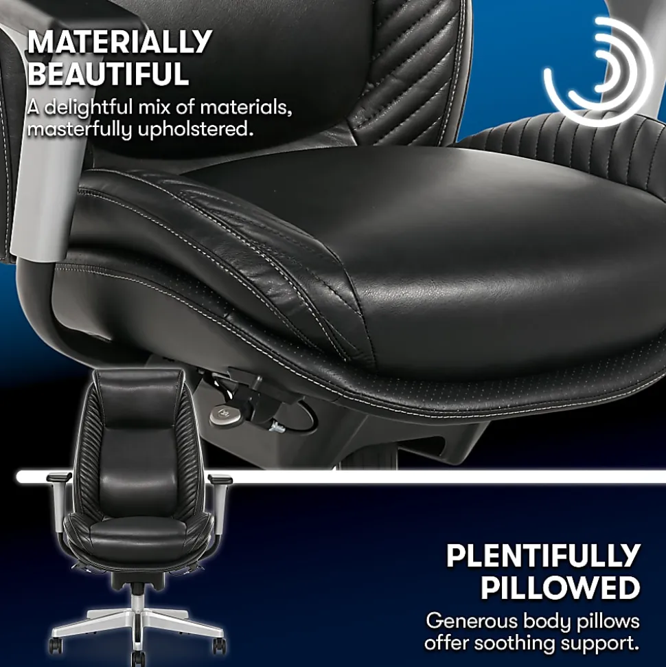 Serta® iComfort i6000 Ergonomic Bonded Leather High-Back Manager Office Chair, Black/Silver