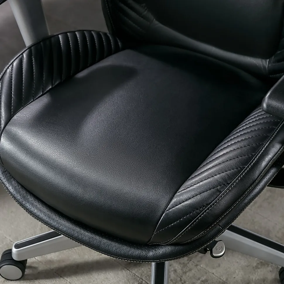 Serta® iComfort i6000 Ergonomic Bonded Leather High-Back Manager Office Chair, Black/Silver