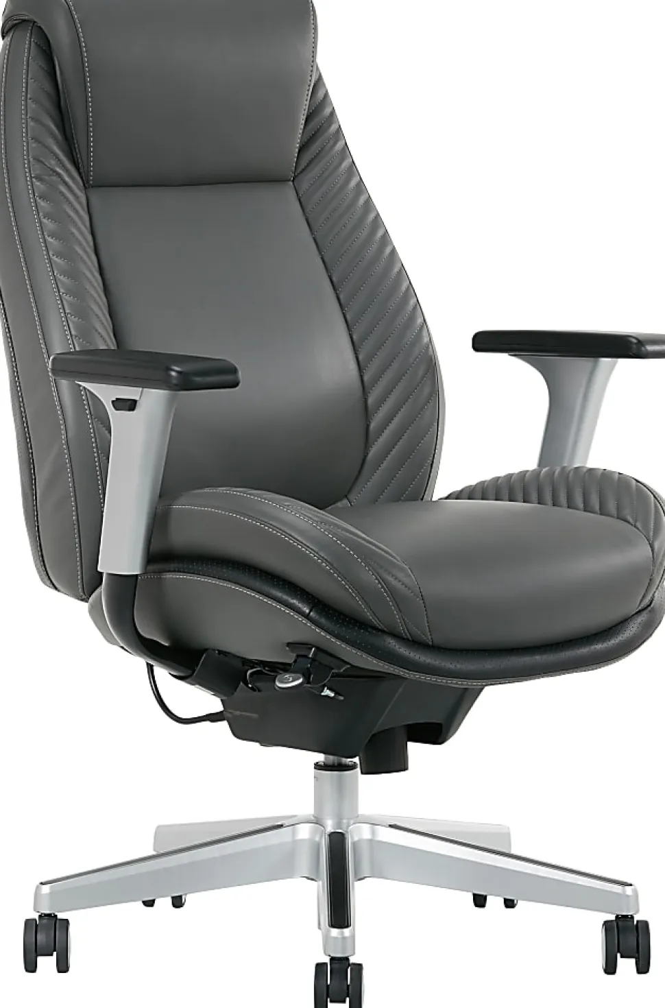 Serta® iComfort i6000 Ergonomic Bonded Leather High-Back Manager Office Chair, Gray/Silver