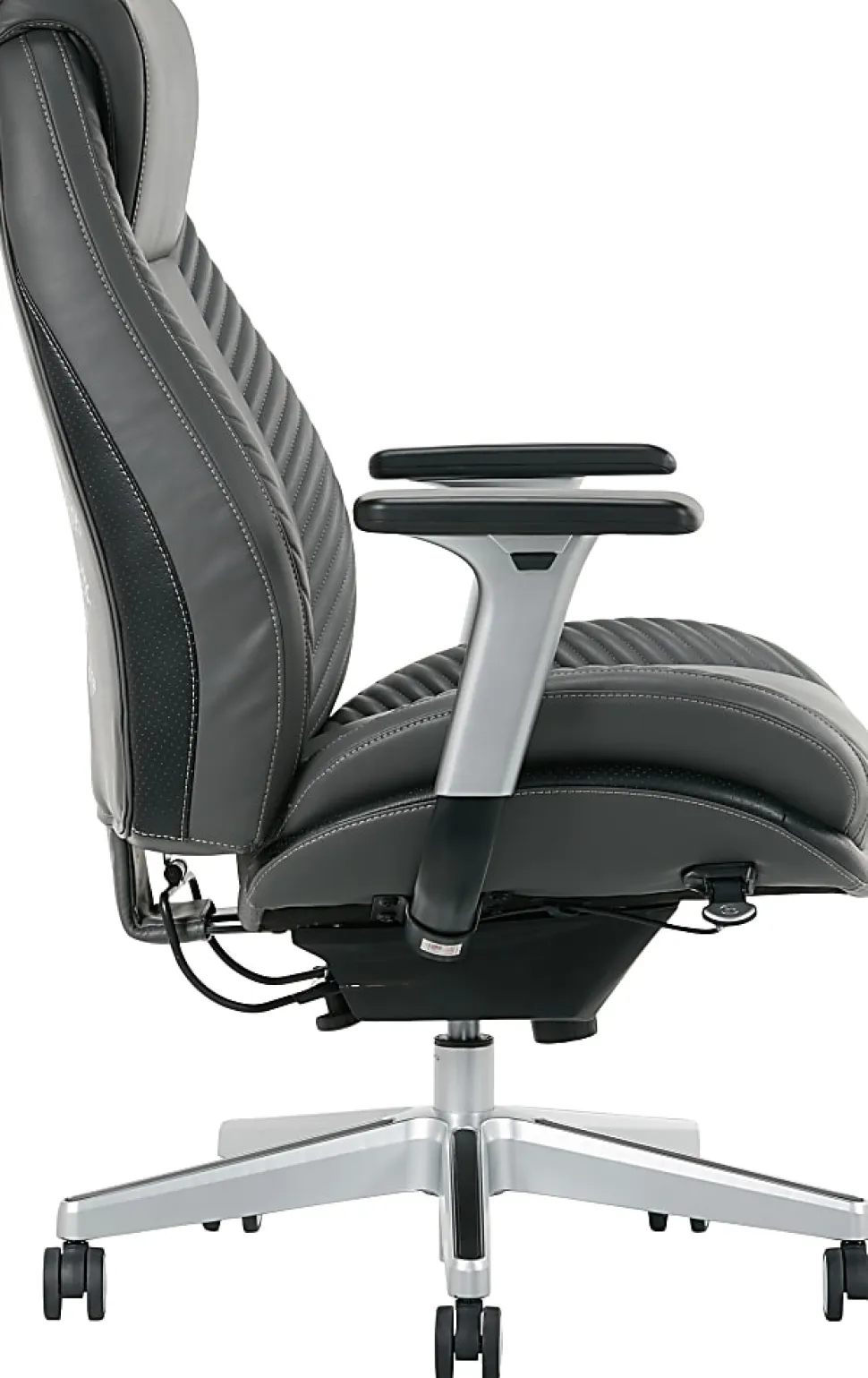 Serta® iComfort i6000 Ergonomic Bonded Leather High-Back Manager Office Chair, Gray/Silver
