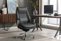 Serta® iComfort i6000 Ergonomic Bonded Leather High-Back Manager Office Chair, Gray/Silver