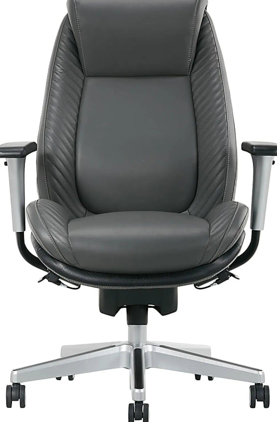 Serta® iComfort i6000 Ergonomic Bonded Leather High-Back Manager Office Chair, Gray/Silver