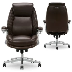 Serta® iComfort i6000 Ergonomic Bonded Leather High-Back Executive Chair, Brown/Silver