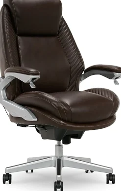 Serta® iComfort i6000 Ergonomic Bonded Leather High-Back Executive Chair, Brown/Silver