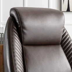 Serta® iComfort i6000 Ergonomic Bonded Leather High-Back Executive Chair, Brown/Silver