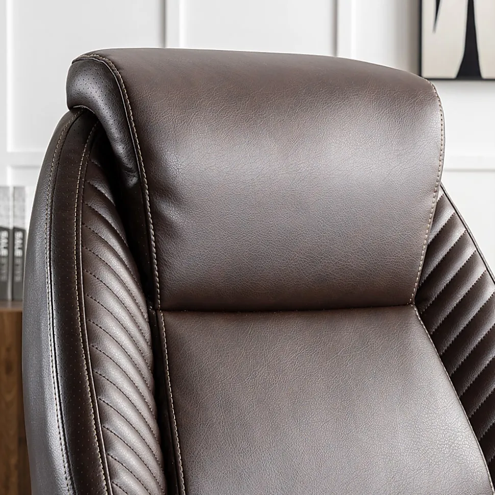 Serta® iComfort i6000 Ergonomic Bonded Leather High-Back Executive Chair, Brown/Silver
