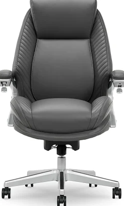 Serta® iComfort i6000 Ergonomic Bonded Leather High-Back Executive Chair, Gray/Silver