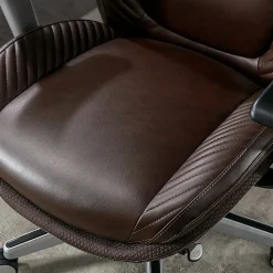 Serta® iComfort i6000 Ergonomic Bonded Leather High-Back Manager Chair, Brown/Silver