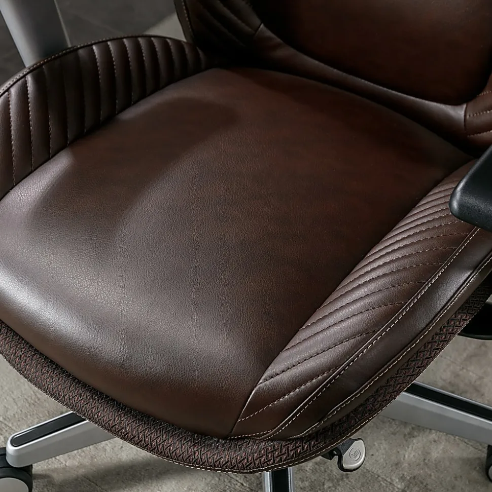 Serta® iComfort i6000 Ergonomic Bonded Leather High-Back Manager Chair, Brown/Silver