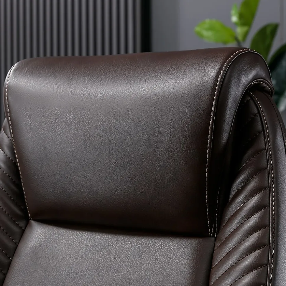 Serta® iComfort i6000 Ergonomic Bonded Leather High-Back Manager Chair, Brown/Silver
