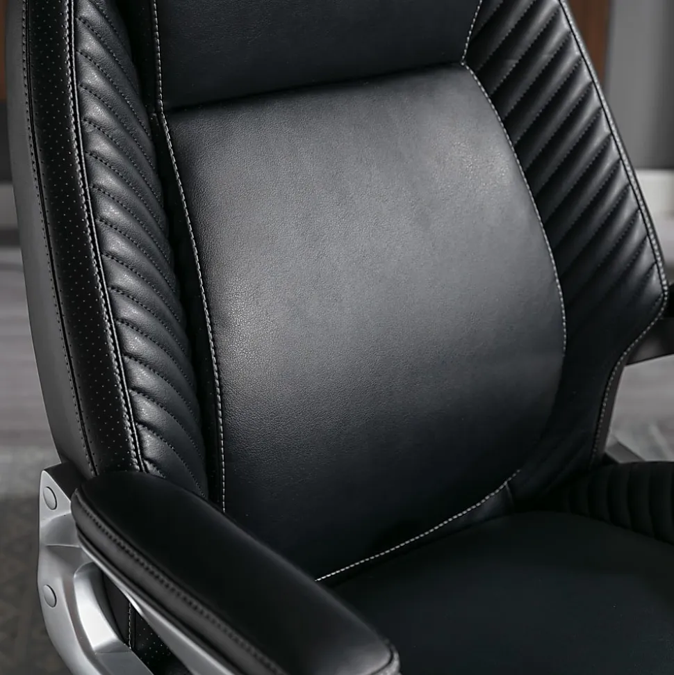 Serta® iComfort i6000 Ergonomic Bonded Leather High-Back Executive Office Chair, Black/Silver