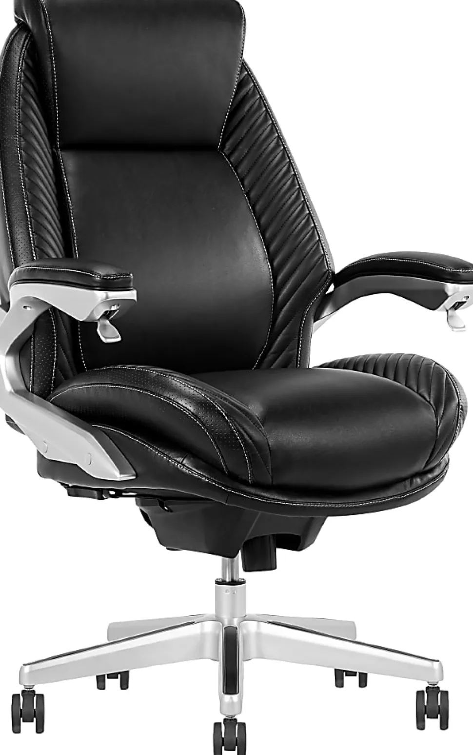Serta® iComfort i6000 Ergonomic Bonded Leather High-Back Executive Office Chair, Black/Silver