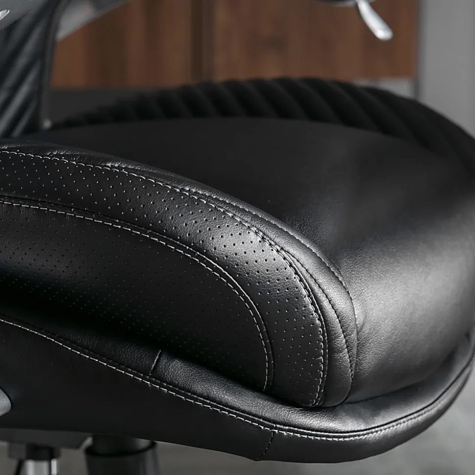 Serta® iComfort i6000 Ergonomic Bonded Leather High-Back Executive Office Chair, Black/Silver