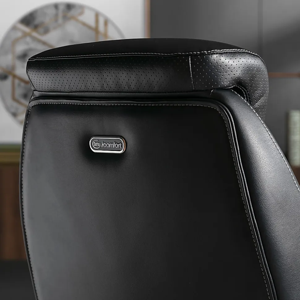 Serta® iComfort i6000 Ergonomic Bonded Leather High-Back Executive Office Chair, Black/Silver