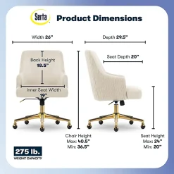Serta® Scarlett Ergonomic Fabric Mid-Back Home Office Chair, Beige