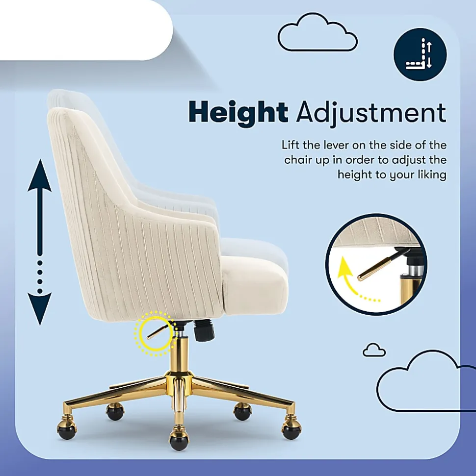 Serta® Scarlett Ergonomic Fabric Mid-Back Home Office Chair, Beige