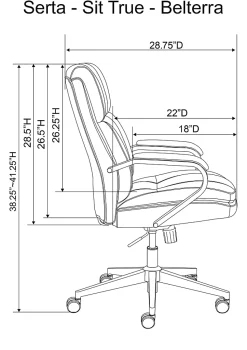 Serta® SitTrue™ Belterra Faux Leather Mid-Back Manager Chair, Gray