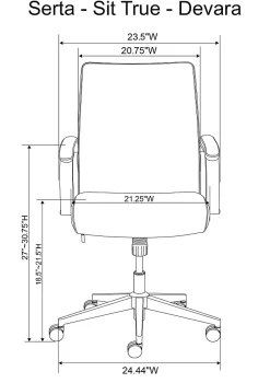 Serta® SitTrue™ Devara Faux Leather Mid-Back Manager Chair, Black