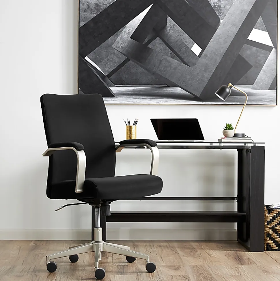 Serta® SitTrue™ Devara Faux Leather Mid-Back Manager Chair, Black