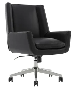 Serta® SitTrue™ Montair Faux Leather Mid-Back Manager Chair, Black