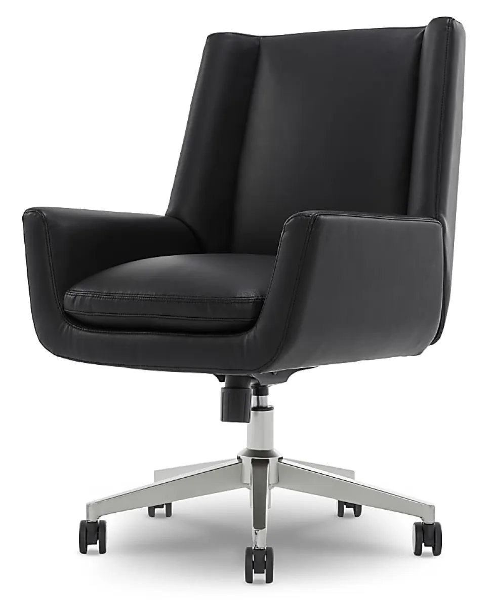 Serta® SitTrue™ Montair Faux Leather Mid-Back Manager Chair, Black