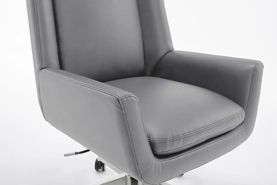 Serta® SitTrue™ Montair Faux Leather Mid-Back Manager Office Chair, Gray