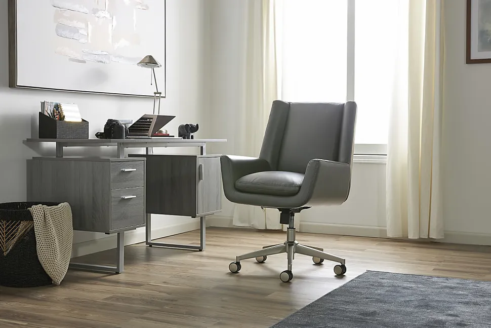 Serta® SitTrue™ Montair Faux Leather Mid-Back Manager Office Chair, Gray