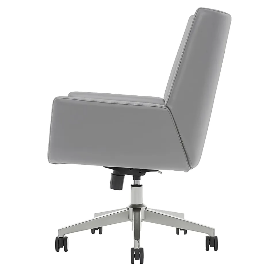 Serta® SitTrue™ Montair Faux Leather Mid-Back Manager Office Chair, Gray