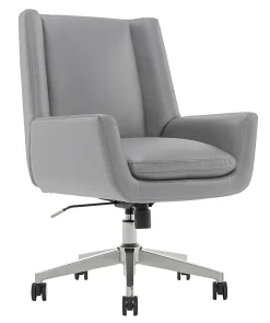 Serta® SitTrue™ Montair Faux Leather Mid-Back Manager Office Chair, Gray