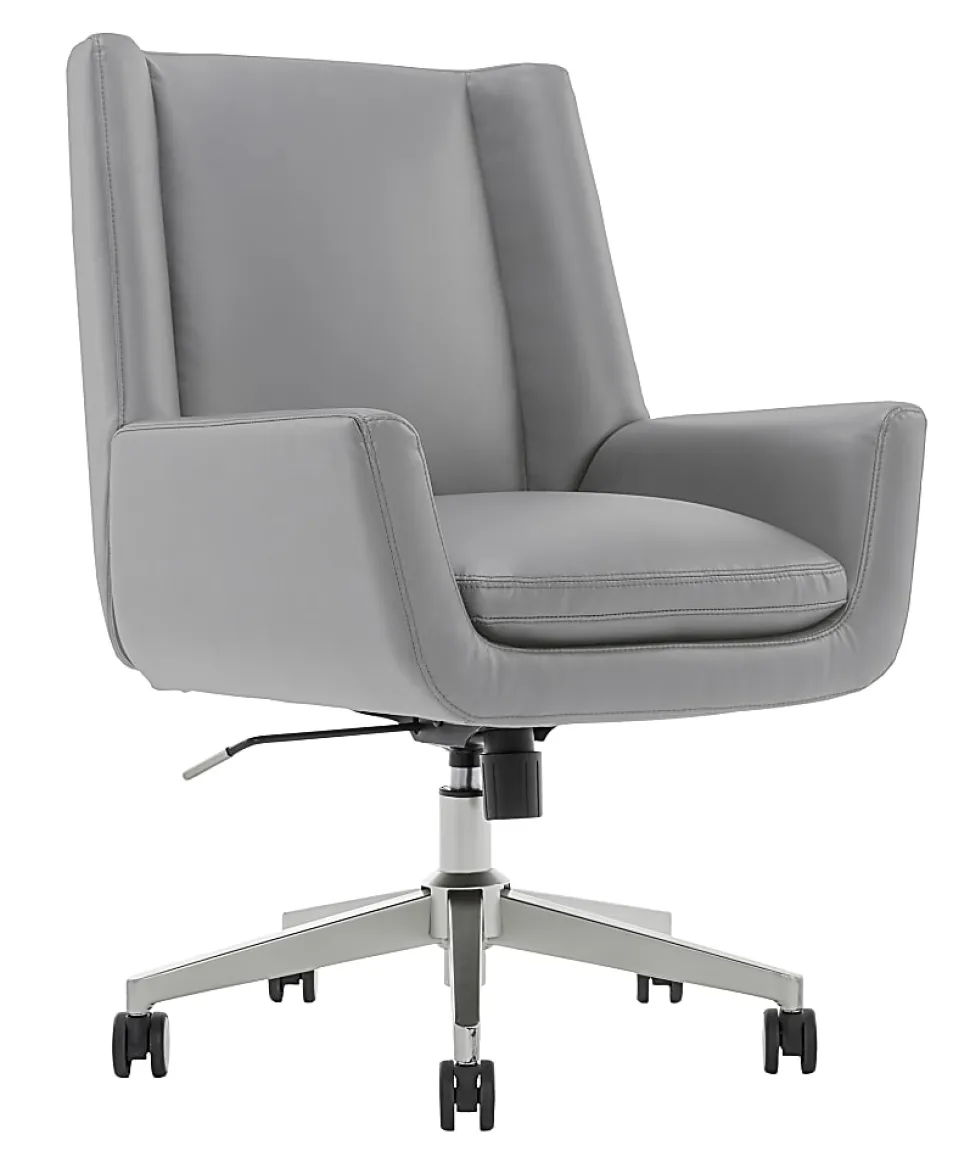 Serta® SitTrue™ Montair Faux Leather Mid-Back Manager Office Chair, Gray