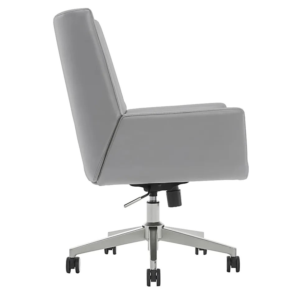 Serta® SitTrue™ Montair Faux Leather Mid-Back Manager Office Chair, Gray