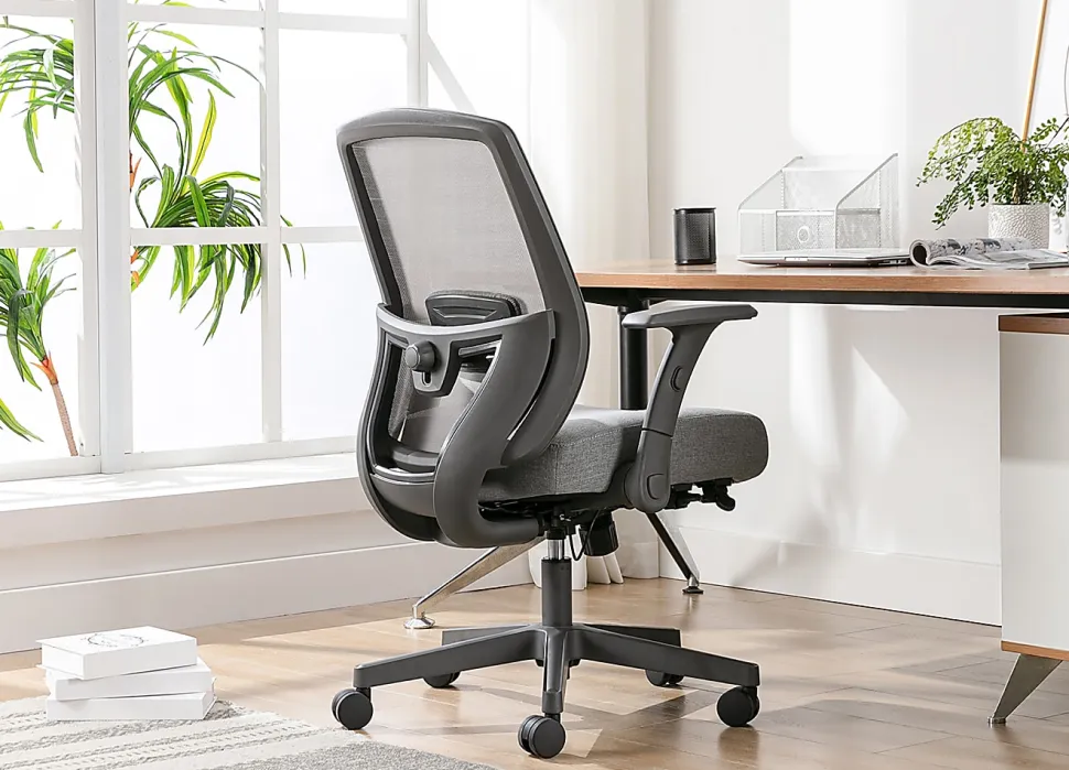 Serta® SitTrue™ Rayne Ergonomic Mesh/Fabric Mid-Back Task Office Chair, Gray
