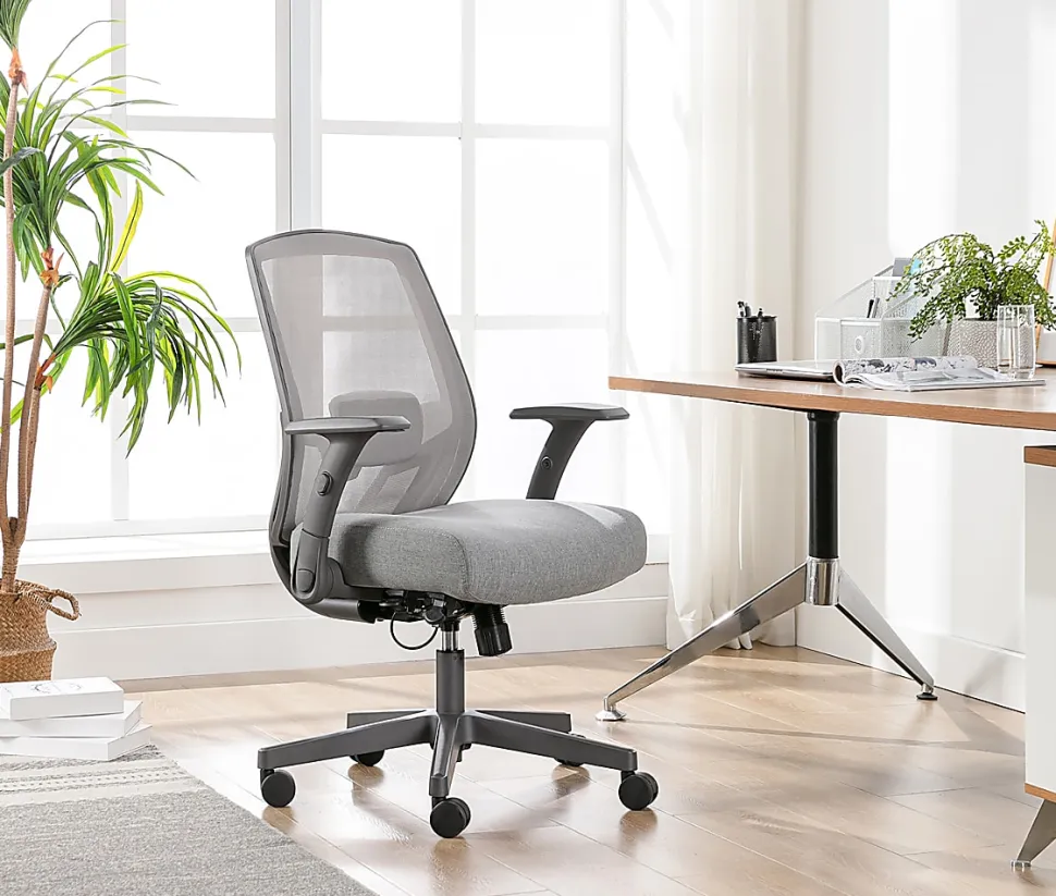 Serta® SitTrue™ Rayne Ergonomic Mesh/Fabric Mid-Back Task Office Chair, Gray
