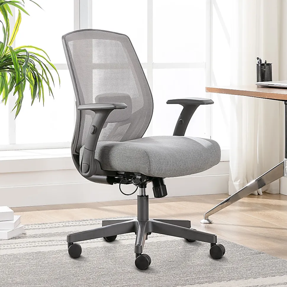 Serta® SitTrue™ Rayne Ergonomic Mesh/Fabric Mid-Back Task Office Chair, Gray