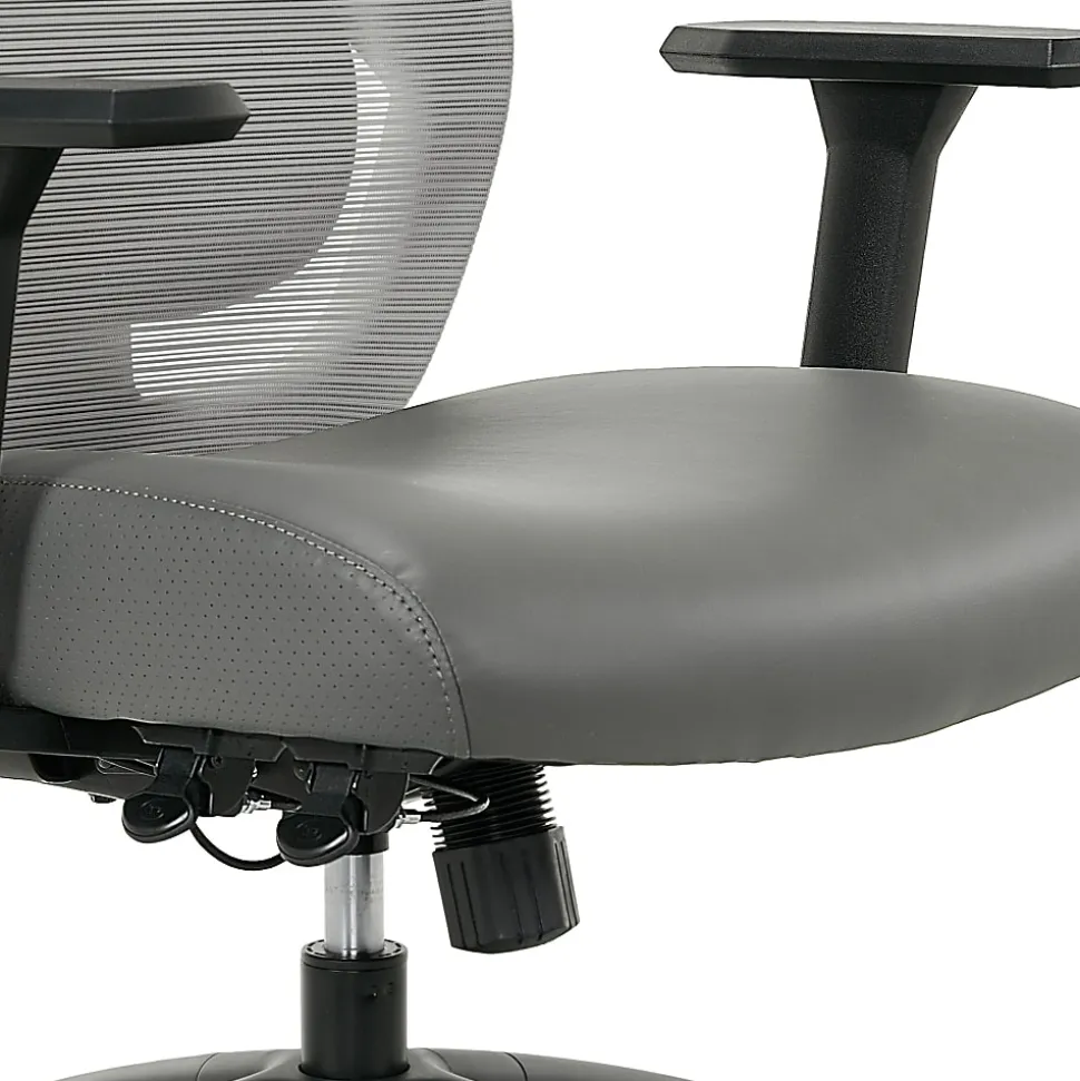 Serta® SitTrue™ Ridgefield Ergonomic Mesh/Vegan Leather High-Back Task Office Chair, Gray/Black