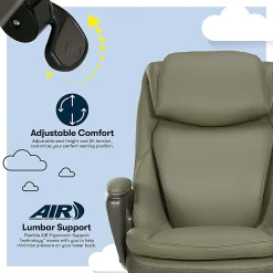 Serta Smart Layers Arlington Air Ergonomic Bonded Leather High-Back Executive Office Chair, Olive