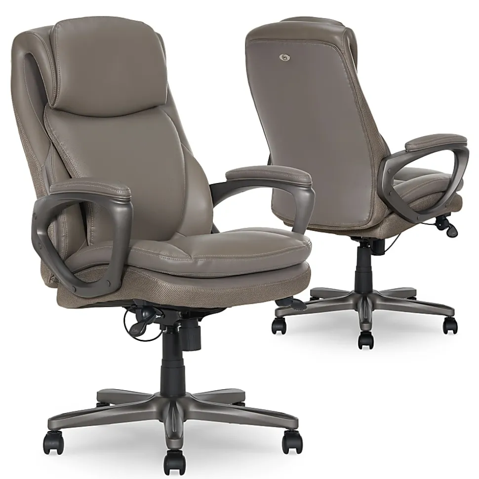 Serta Smart Layers Arlington AIR Ergonomic Bonded Leather High-Back Executive Chair, Taupe