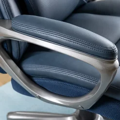 Serta® Smart Layers™ Arlington AIR™ Ergonomic Bonded Leather High-Back Executive Chair, Navy/Silver