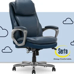 Serta® Smart Layers™ Arlington AIR™ Ergonomic Bonded Leather High-Back Executive Chair, Navy/Silver