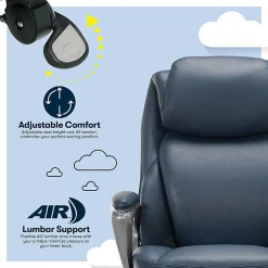 Serta® Smart Layers™ Arlington AIR™ Ergonomic Bonded Leather High-Back Executive Chair, Navy/Silver