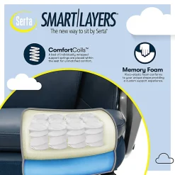 Serta® Smart Layers™ Arlington AIR™ Ergonomic Bonded Leather High-Back Executive Chair, Navy/Silver