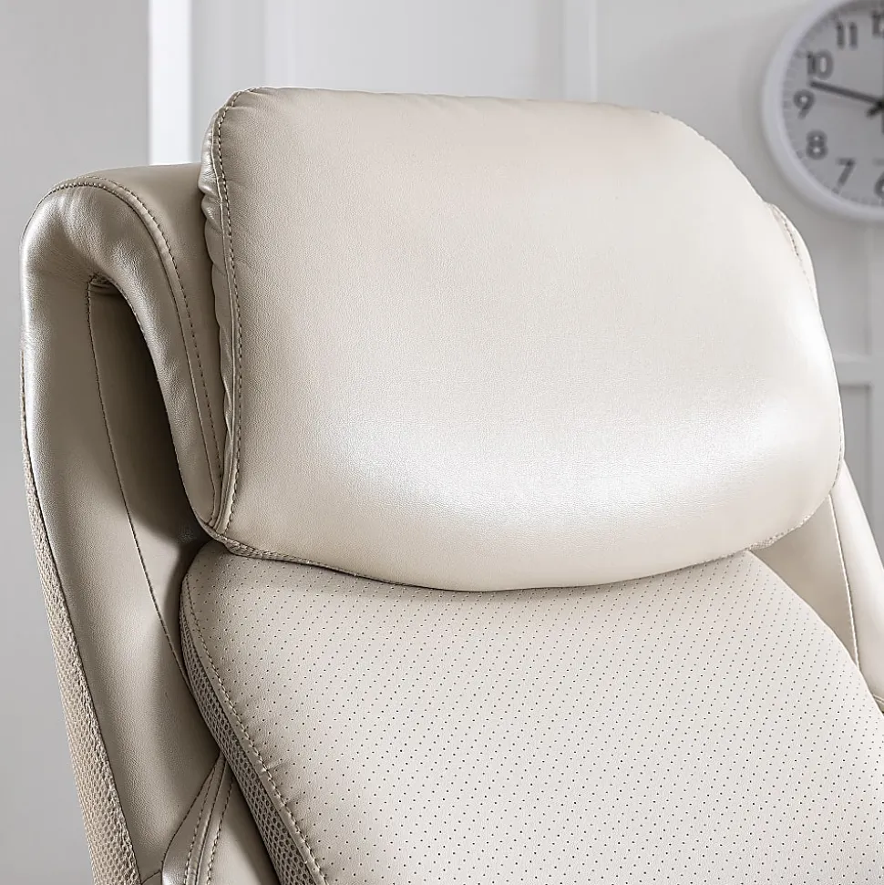 Serta® Smart Layers™ Arlington AIR™ Ergonomic Bonded Leather High-Back Executive Office Chair, Cream/Silver