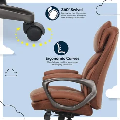 Serta® Smart Layers™ Arlington AIR™ Ergonomic Bonded Leather High-Back Executive Office Chair, Cognac Brown/Dark Gray, BIFMA Compliant
